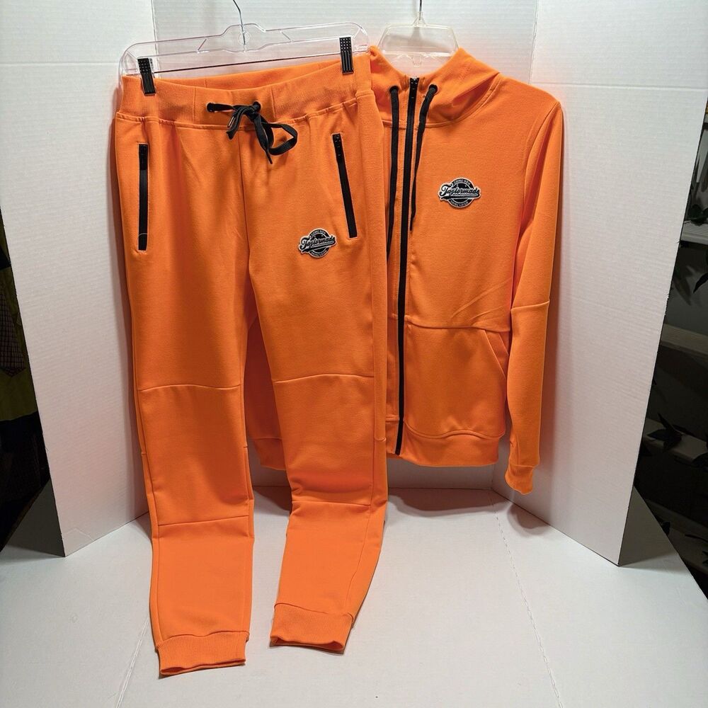 Riflessi Mens Tech Fleece Tracksuit Large L Neon Orange Taylormade Grind Now Set